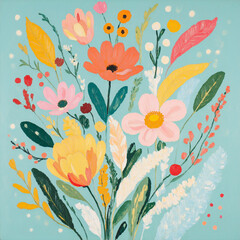 Beautiful Elegant Floral Oil Painting