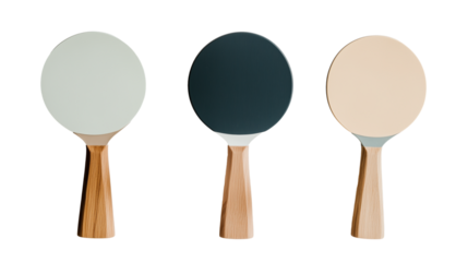 Set of ping pong paddles and ball isolated on transparent background