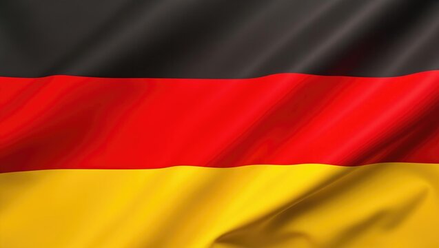 A high-resolution image of the German flag waving proudly. Concept of German national pride and identity.