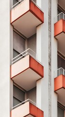 Fototapeta premium Geometric Building Facade with Contrasting Shapes and Shadows in Urban Setting
