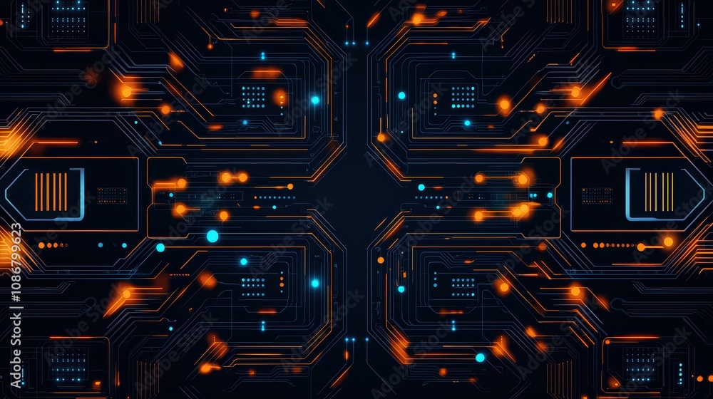 Poster digital circuit design technology lab abstract art dark environment high-tech
