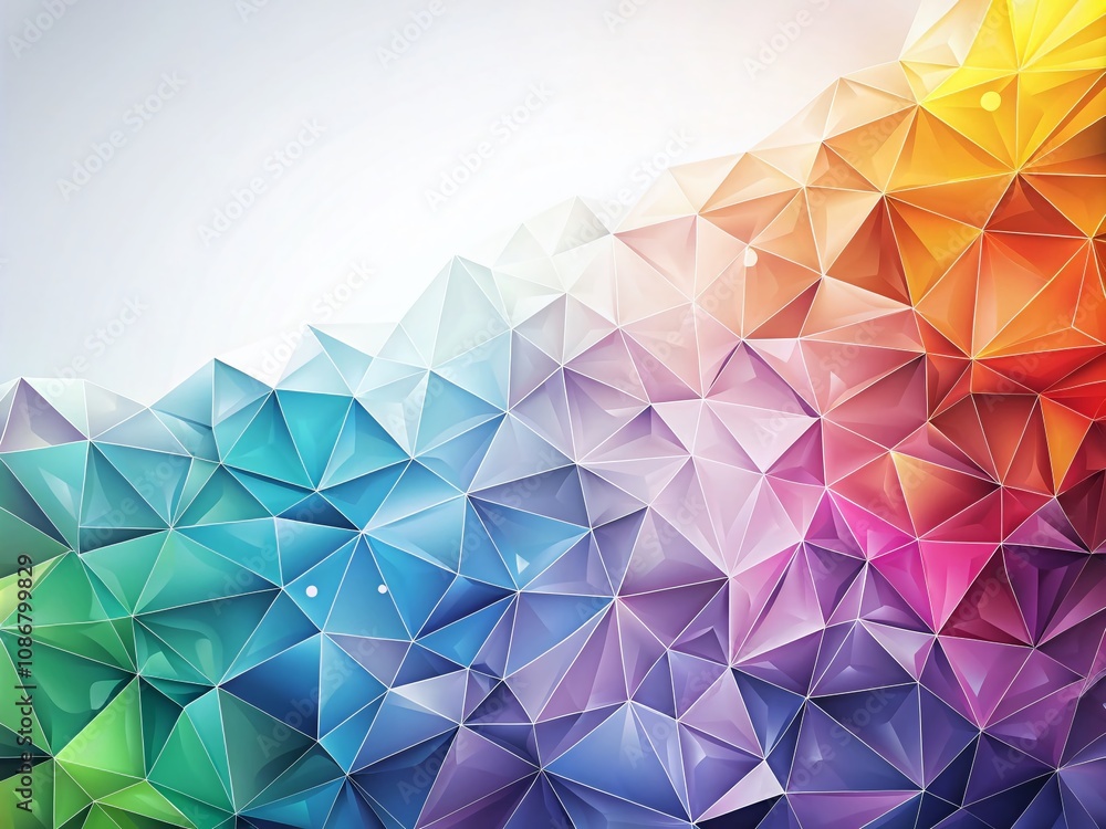 Poster creative low polygon shapes on white background with light crystals and triangular mosaic elements f