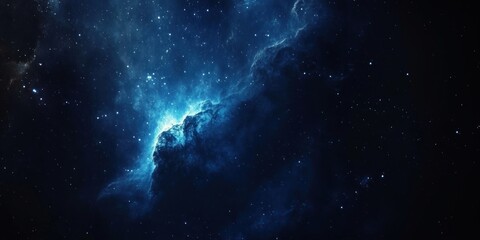 Fototapeta premium Blue wallpaper universe nebula galaxy.