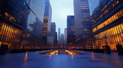 Obraz premium Skyscraper Reflections at Dusk