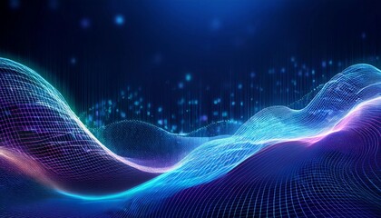 Fototapeta premium Digital background perfect for tech processes, neural networks, artificial intelligence, data transfer and encryption, digital archives, sound and graphic presentations, science, education, cyber secu