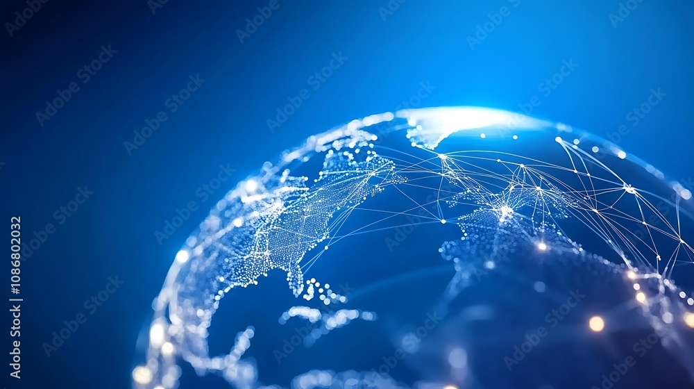 Poster global connectivity illustration representing digital networks and communication