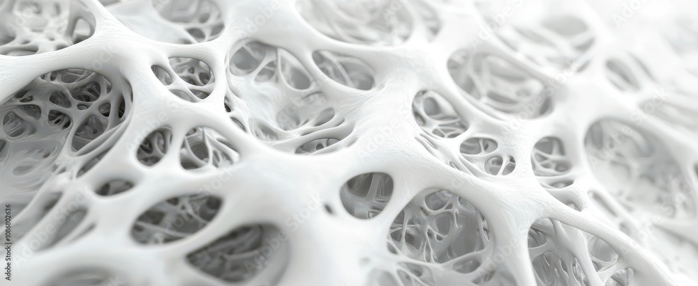 Poster intricate white cellular structure exhibiting complex patterns and textures ideal for scientific, me