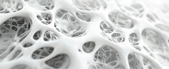 Intricate White Cellular Structure Exhibiting Complex Patterns and Textures Ideal for Scientific, Medical, and Artistic Applications in Visual Media Production