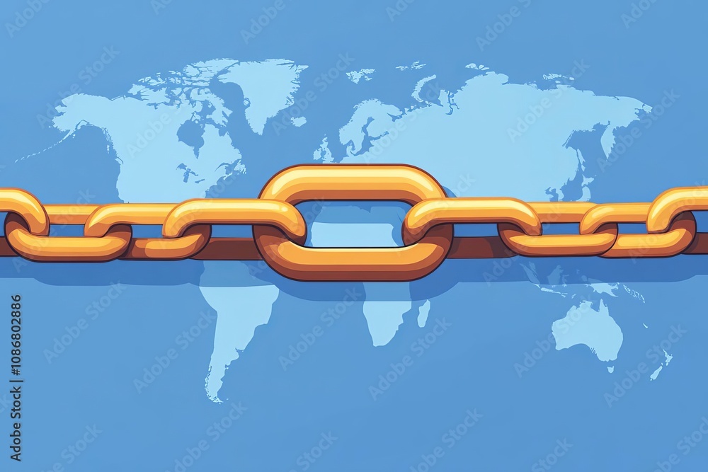 Poster digital chain symbolizing connectivity and security in modern technology.