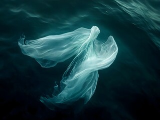 Ethereal Bioluminescent Sea Creature Glowing in Mysterious Underwater Realm