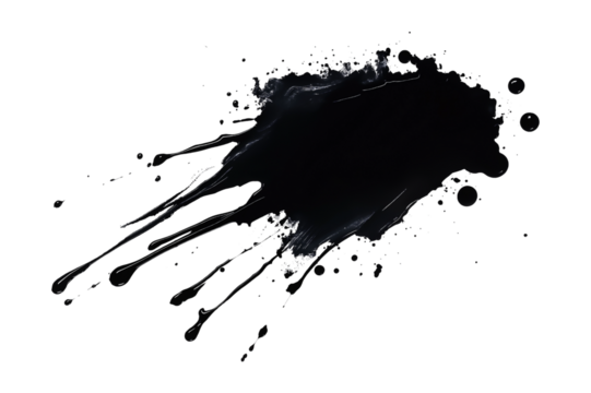 black ink splashes isolated on white
