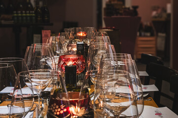 glasses on the bar counter
