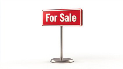 A metal road sign with the text For Sale on it, white background