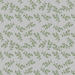 Leaves Small on Gray Background Seamless Pattern Design