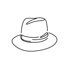 Elegant fedora hat icon. Black and white cartoon of a fedora hat. Vector illustration