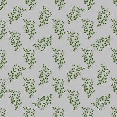 Classic Small Leaves on Gray Background Seamless Pattern Design