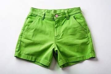 Bright Green Shorts Mockup on a Clean White Background Showcasing Bold Color Contrast and Soft Fabric Folds for Fashion and Apparel Marketing