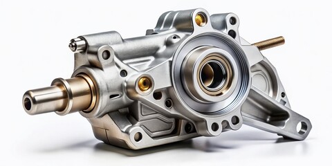 Fototapeta premium High-Quality Isolated Night Photography of a New Car Engine Oil Pump on a White Background for Automotive Industry Illustrations and Marketing Materials