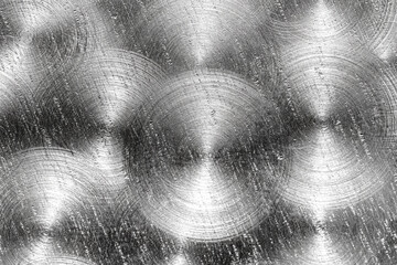 Stainless steel or aluminium circular brushed scratched shiny metal texture. Abstract metallic...