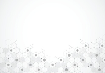 Abstract hexagonal molecular structures in technology background and science style. Medical design. Vector illustration