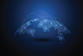 Global network connection. World map point and line composition concept of global business. Vector Illustration