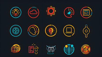 Vector icon set technology circle design