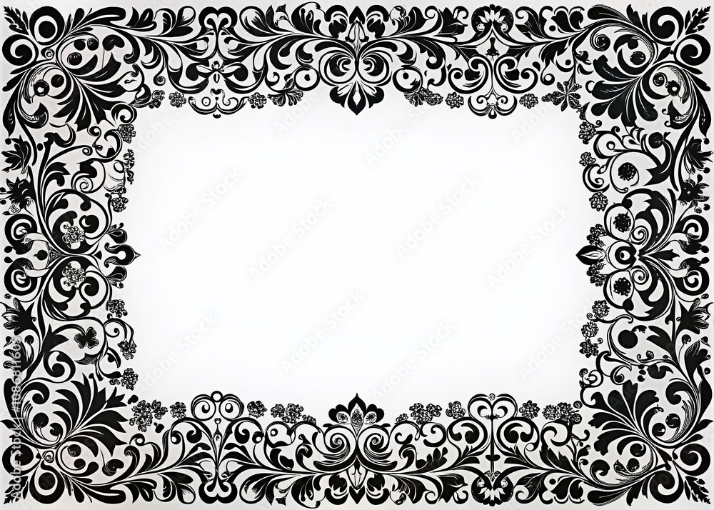 Poster elegant black and white clipart border design in aerial perspective for creative projects and digita