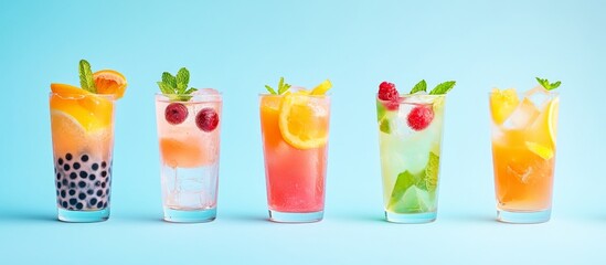 Colorful Summer Drinks in Glasses