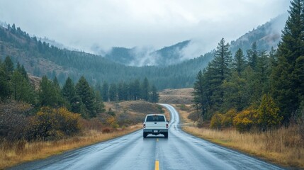 Scenic Drive Through Mountainous Landscape