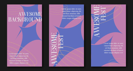 Flat minimalist y2k backgrounds set for any purpose, bold, brutalism, youth concept design