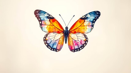 Obraz premium A Watercolor Illustration of a Vivid Butterfly with Intricate Wing Patterns on a White Background