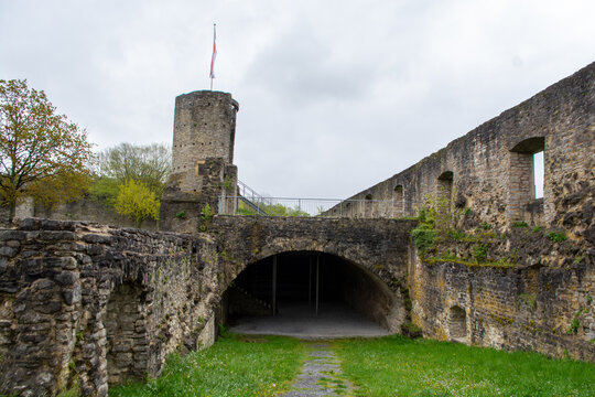 The ruin of Forchtenberg Castle, a city in Germany, Hohenlohe next to Schwaebisch Hall, open air theatre location