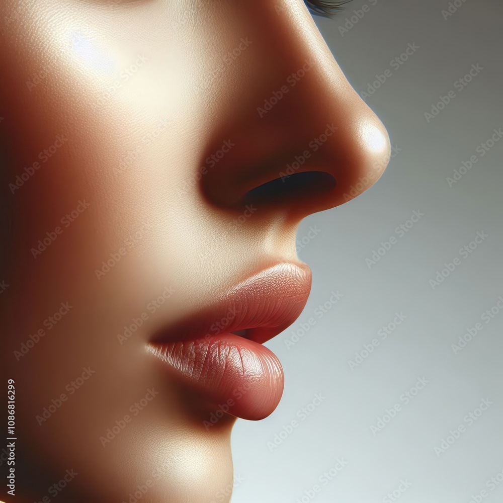 Poster profile of nose and lips side view of the nose and lips with sof