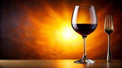 Elegant Red Wine Restaurant Logo Featuring a Fork Design with Ample Copy Space for Branding and Marketing Purposes in a Warm, Inviting Atmosphere