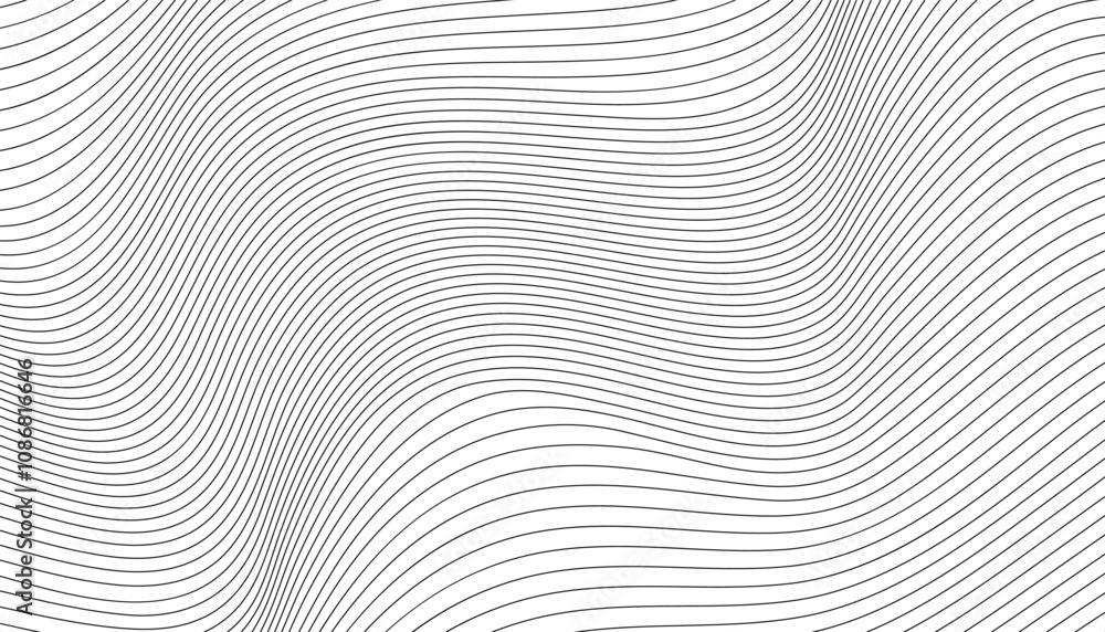 Poster Multiple wavy line. black wavy line seamless pattern. horizontal curved lines monochrome. black and white geometric pattern. black waves lines. diagonal wavy line texture