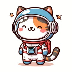 Naklejka premium Cute Cat Astronaut Cartoon Vector Icon Illustration