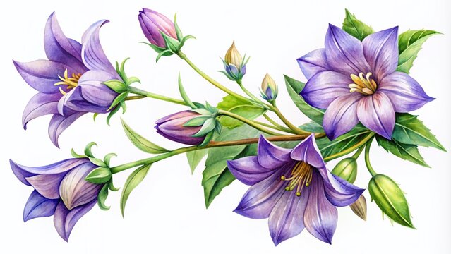 Elegant Watercolor Chilean Bellflower Isolated on White Background Ideal for Graphic Design, Illustration, and Artistic Logo Creation, Perfect for Nature and Floral Artwork - Powered by Adobe