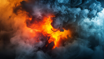 Abstract background with dark smoke and a colorful gradient