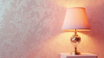 Elegant Vintage Lamp Against Textured Wallpaper