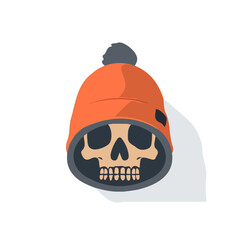 Simple flat 2D icon skullcap isolated on a transparent background, vector, flat design, animation design, vector, flat design, animation design, simple flat 2D icon, flat vector, orange icon
