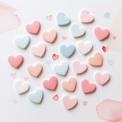 Obraz premium Soft Romantic Vibes with Watercolor Hearts