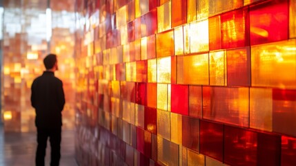 Colorful Light Wall with Silhouette