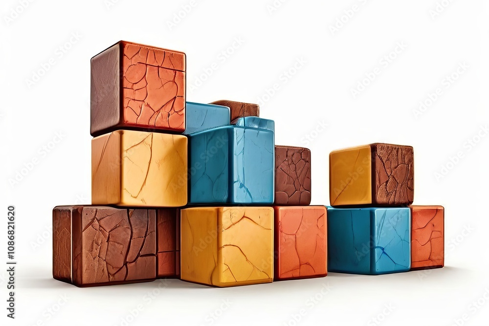 Poster retro style building blocks a set of retro style building blocks