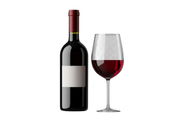 Red wine presentation, isolated on white, png