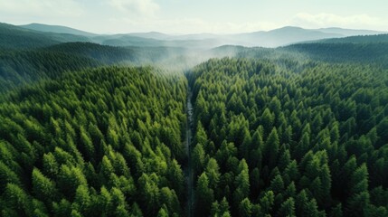 Aerial photography forest. Summer warm sun light forest aerial view.
