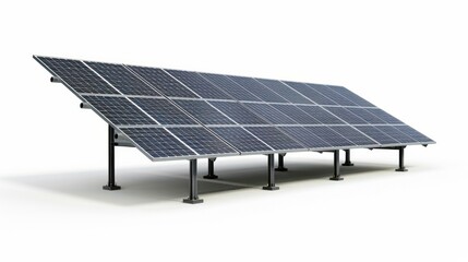 photograph of Power plant using renewable solar energy Solar panel isolated on white. Solar panel isolated. View. Single solar panel on white canvas.