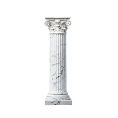 A majestic white marble column stands tall against a black background, showcasing intricate designs and classical architecture that speaks of grandeur and history.