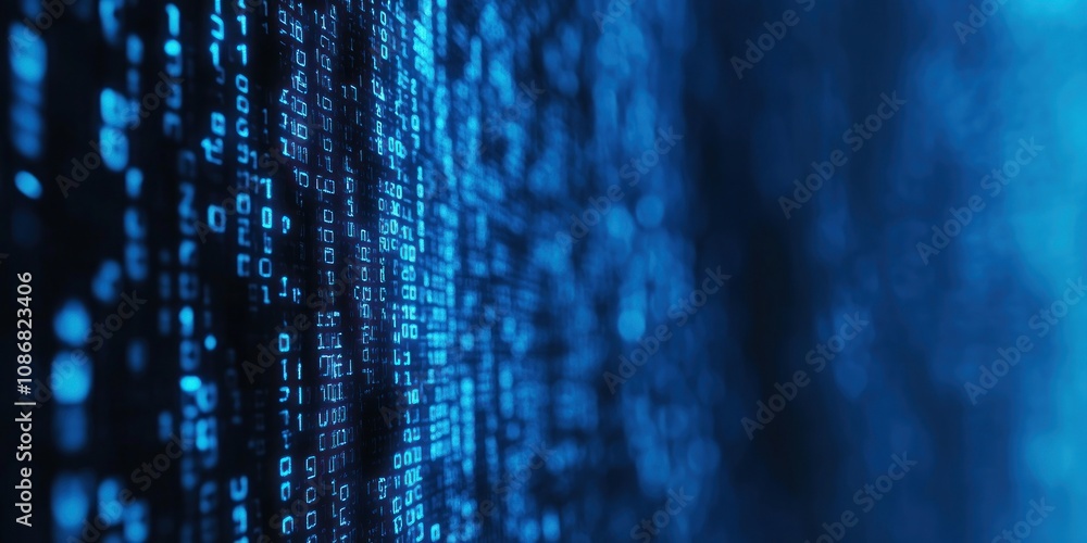 Aufkleber blue digital binary blue background data.