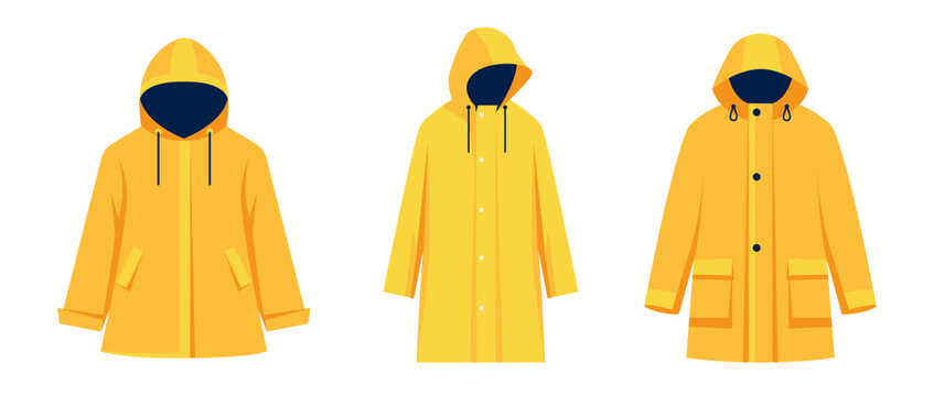 Yellow Raincoat. Autumn raincoat protects from vector set