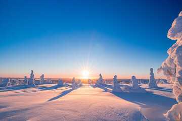 winter landscape at sunset